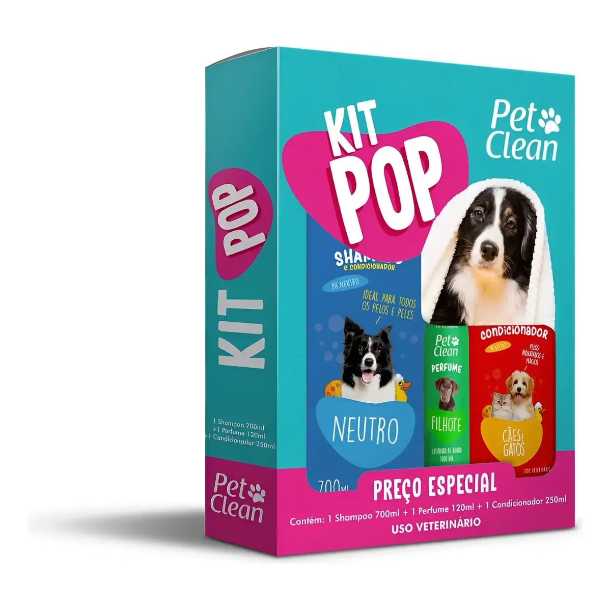 Kit Banho Shampoo Condicionador Perfume Para Cães Pet Clean Cheirinho De Banho Todo Dia