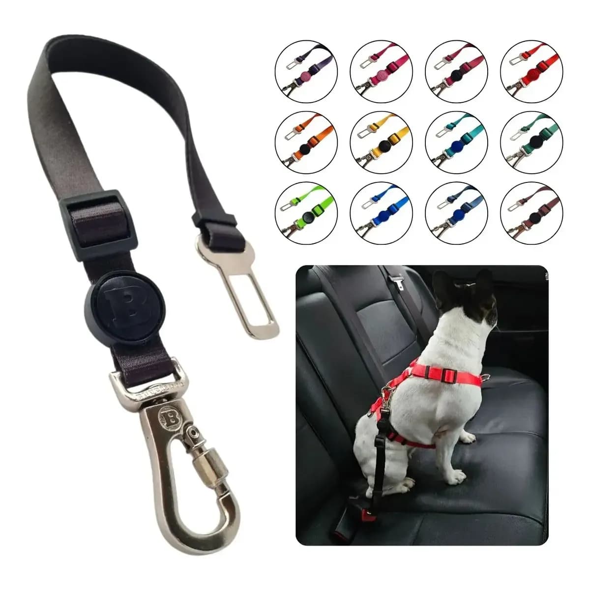 Cinto De Segurança Pet Carro Trava Universal Brabus Dog Cor Preto Tamanho G