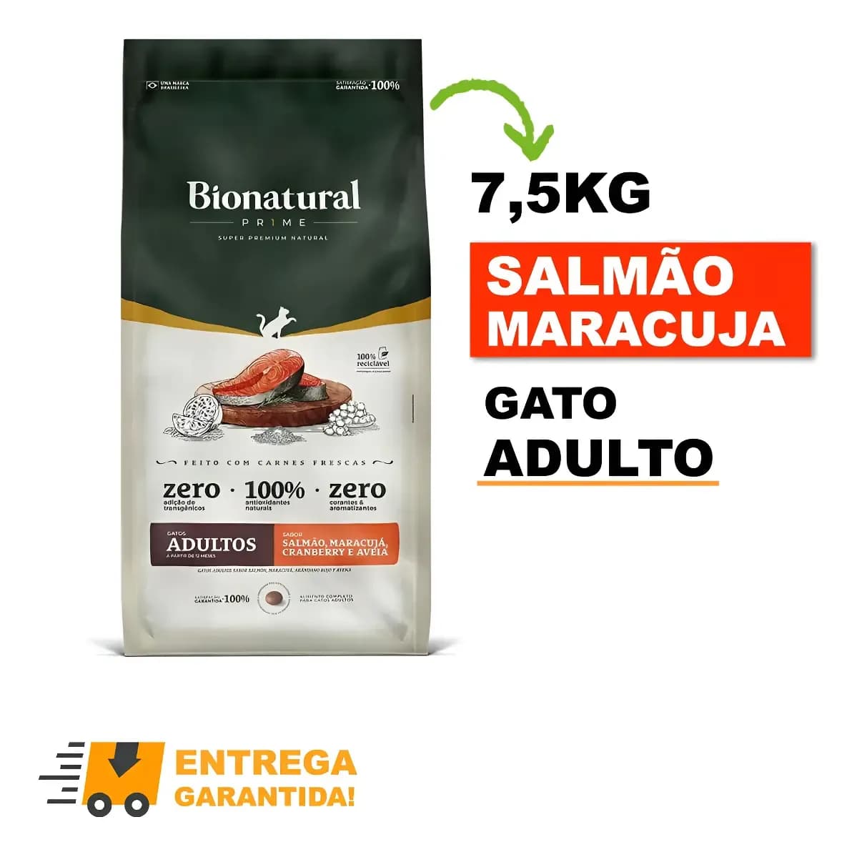 Ração Seca Bionatural Salmão Gatos Adultos 7,5kg