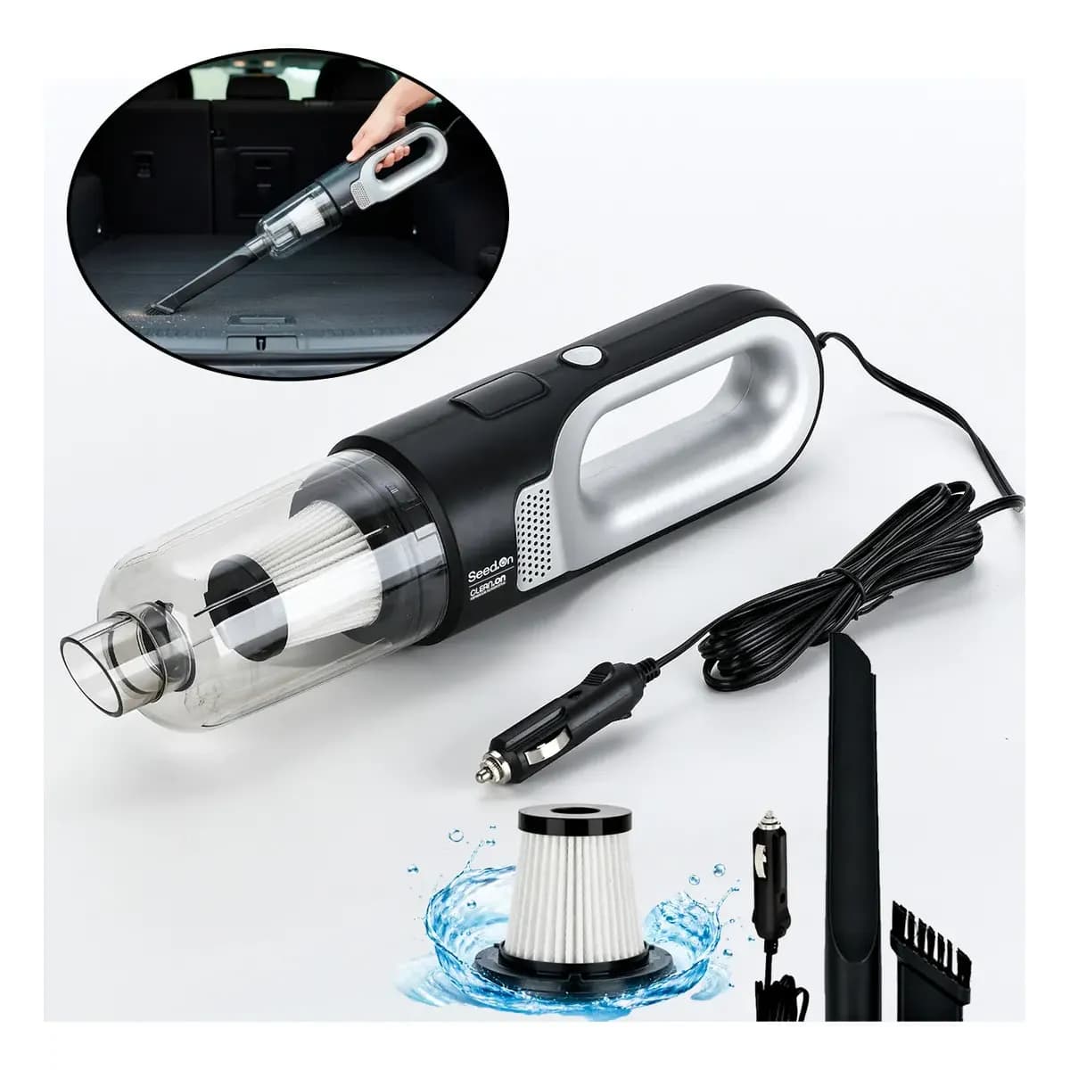 Aspirador De Pó E Sujeiras Automotivo Potente 180w Com Filtro Hepa E Cabo De 4,0m Para Carro Caminhão Caminhonete Portátil