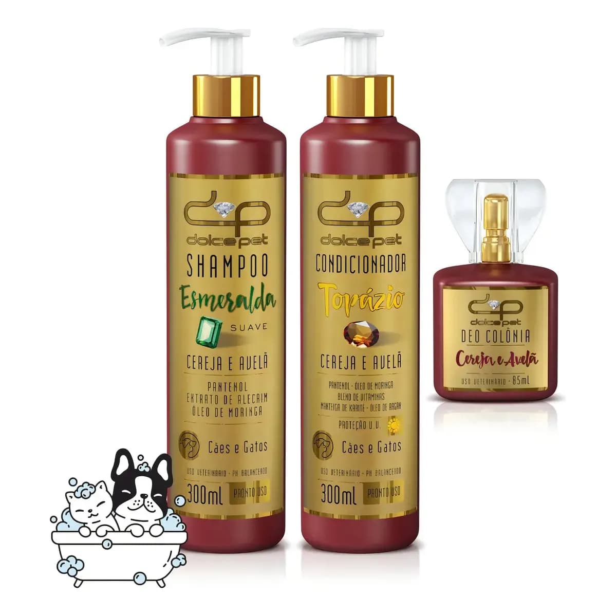 Dolce Pet Kit Shampoo Condicionador 300ml + Perfume 85ml Cães