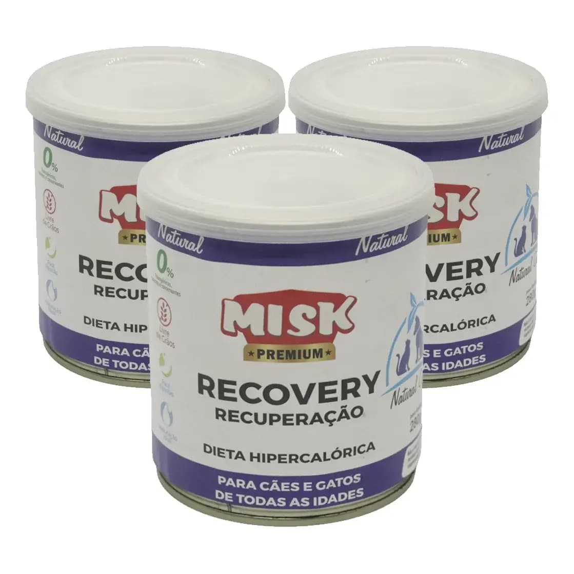 Kit 3 Ração Úmida Misk Recovery Cães Gatos Recuperação 280g