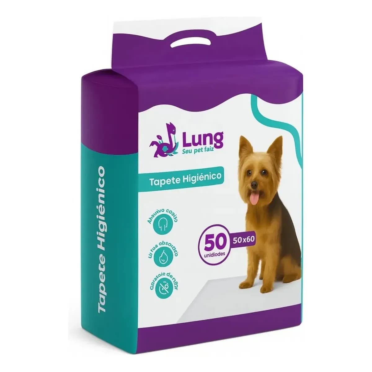 Tapete Higiênico 50x60cm 50Un Cachorro Pet Lung Descartável Com Gel Econômico