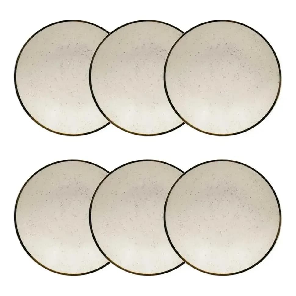 Jogo 6 Pratos Fundos Rustico Brisa 20,5cm Oxford Porcelanas