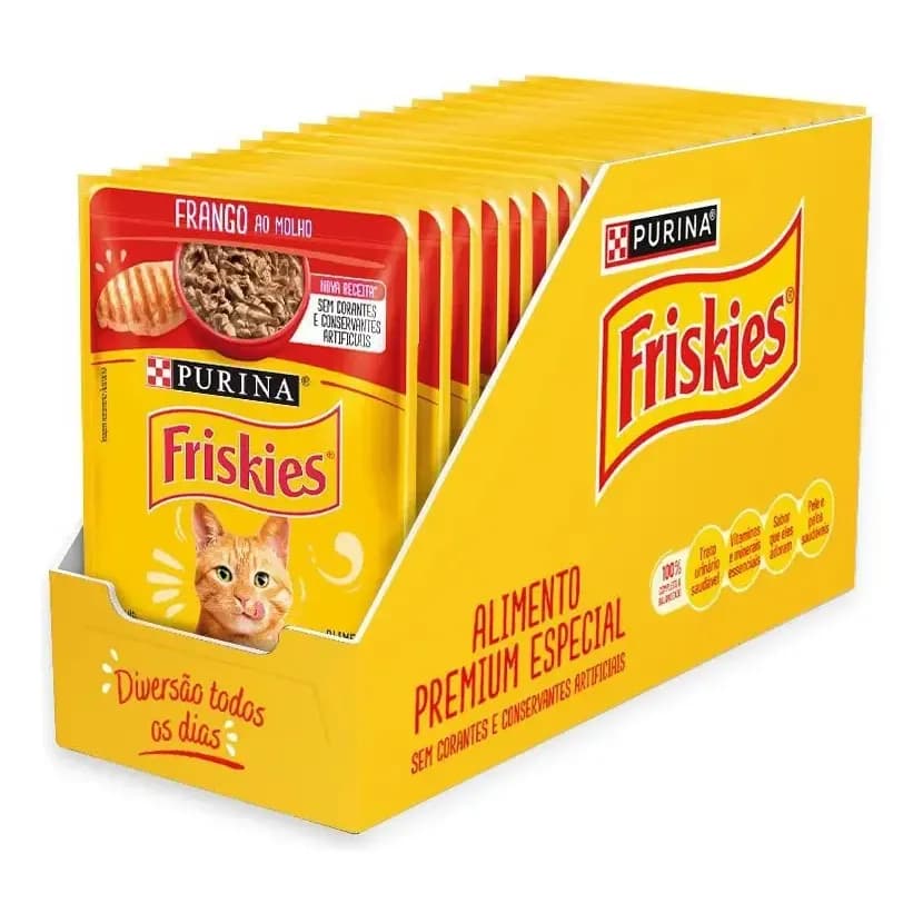 Ração Úmida PURINA FRISKIES para Gatos Adultos Frango ao molho 85g - com 15 unidades