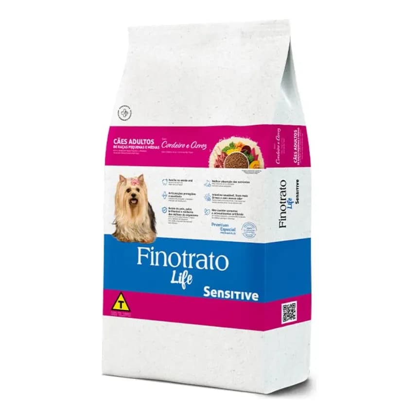Ração Finotrato Life Sensitive Cães Adultos Cordeiro 10,1kg