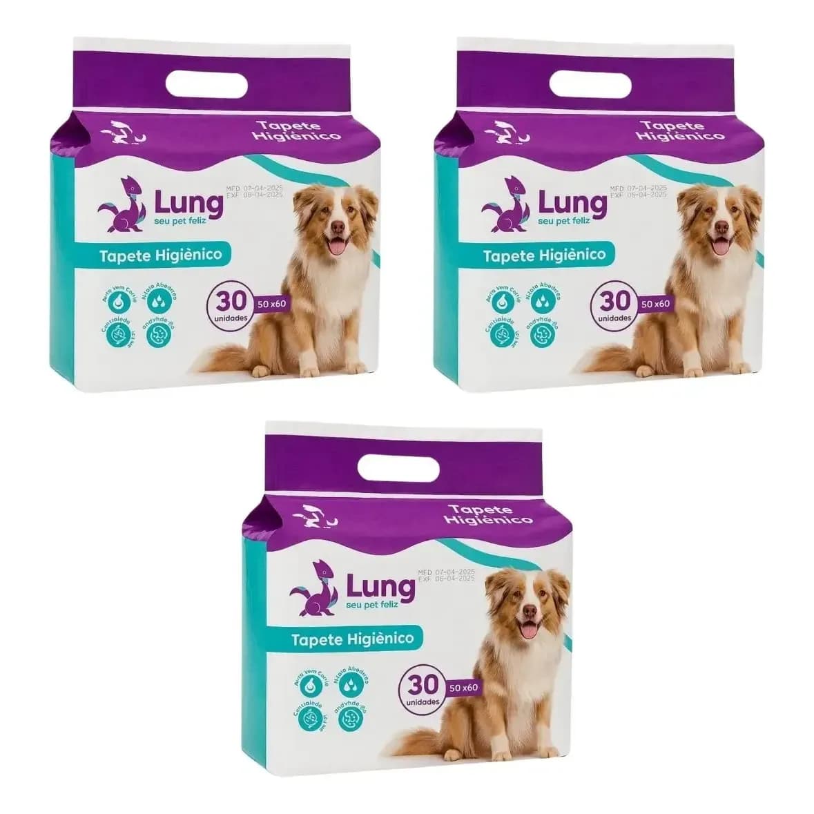 Kit 3 Tapete Higiênico 50x60cm 30un Econômico Cachorro Pet