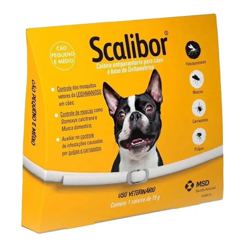 Coleira Antiparasitária Scalibor 48cm Cães Pulgas Carrapatos MSD
