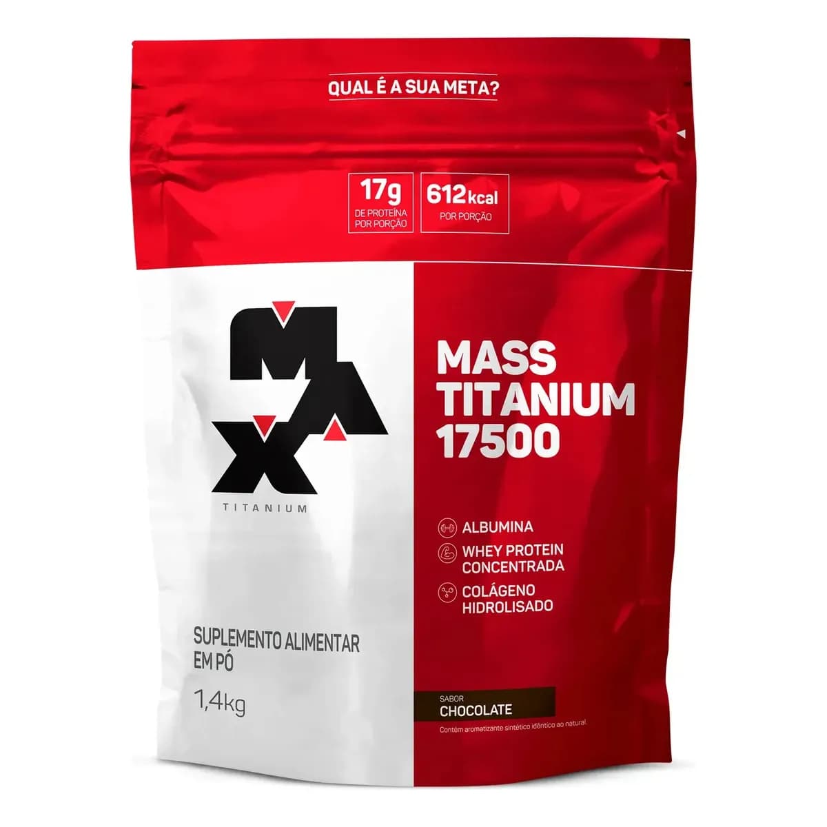 Hipercalórico 1,4kg Mass Titanium Max Titanium Chocolate Energia e Ganho Muscular
