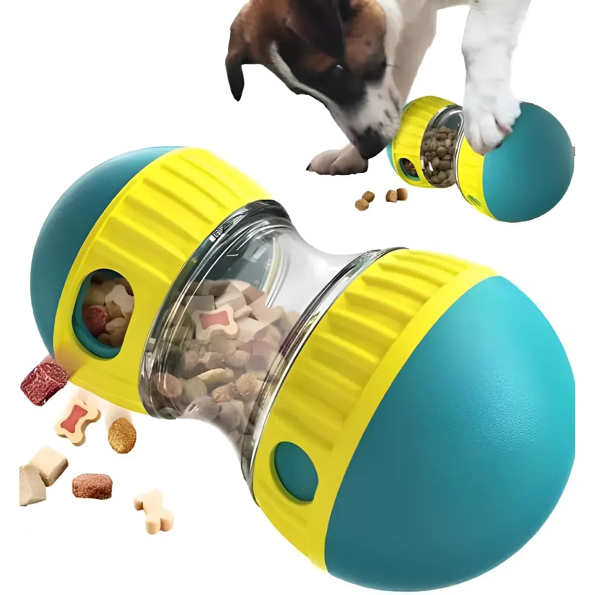 Brinquedo Comedouro Interativo Pets Dispensador De Ração Pet Verde E Amarelo/ Vermelho E Preto