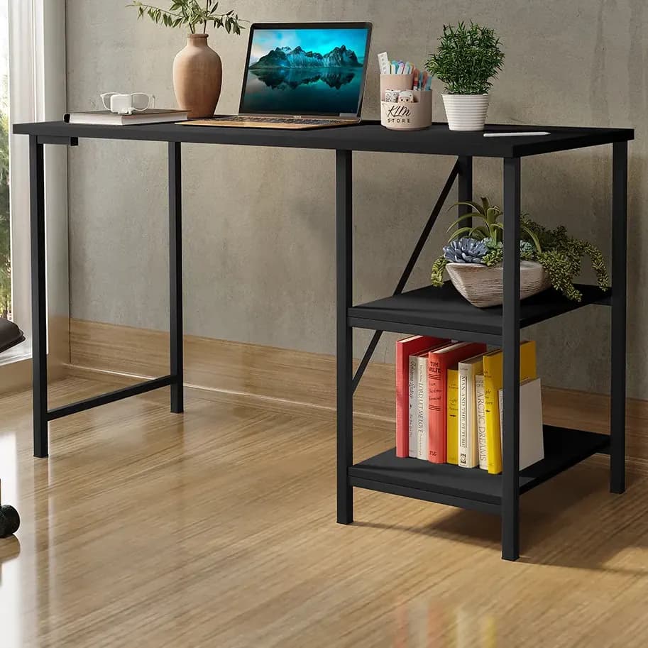 Escrivaninha Mesa Office Estudo Estilo Industrial Cor Preto 1,10m Klm Store