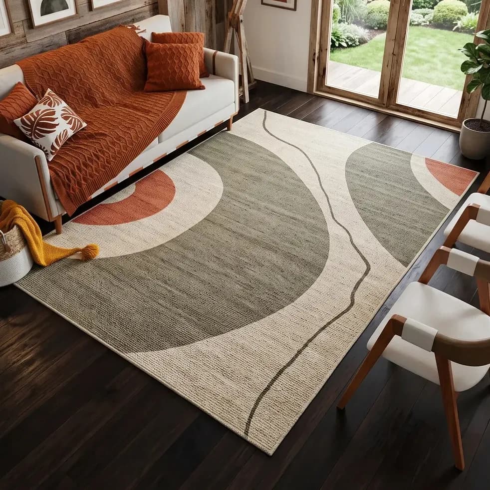 Tapete Sala Juquehy Estilo Sisal Antiderrapante Alto Padrão 1.5 M 1 M 100x150 Verde Terracota Olive