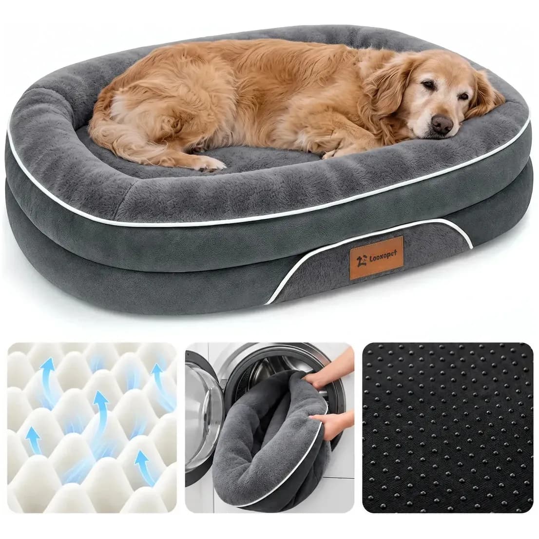 Cama Pet Grande Caminha Cachorros sofá luxo Suporte Cervical Espuma De Ortopédica C/fundo Impermeável 89×71×15