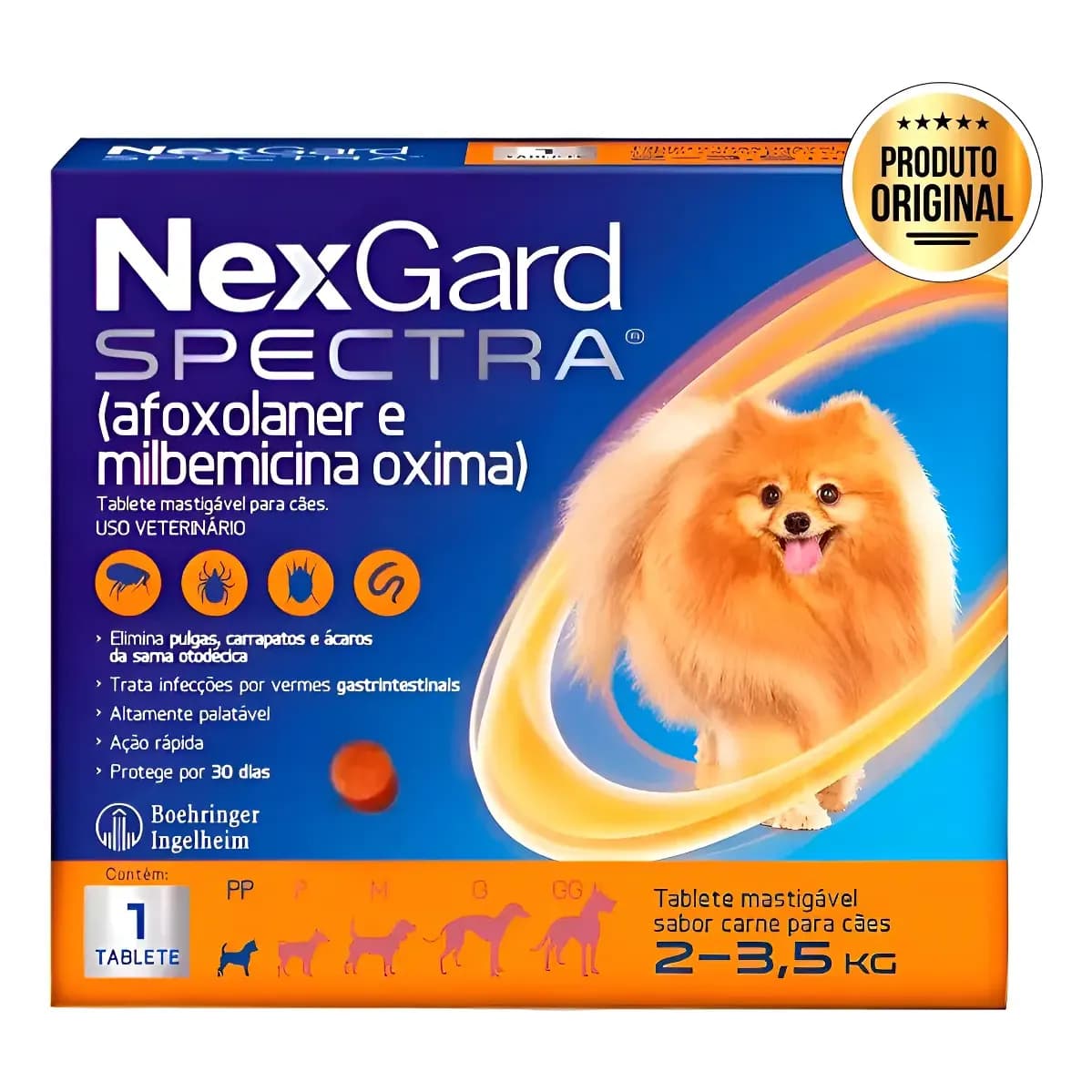 Nexgard Spectra 2 A 3,5kg Antipulgas Carrapatos 1 Tablete Laranja-claro