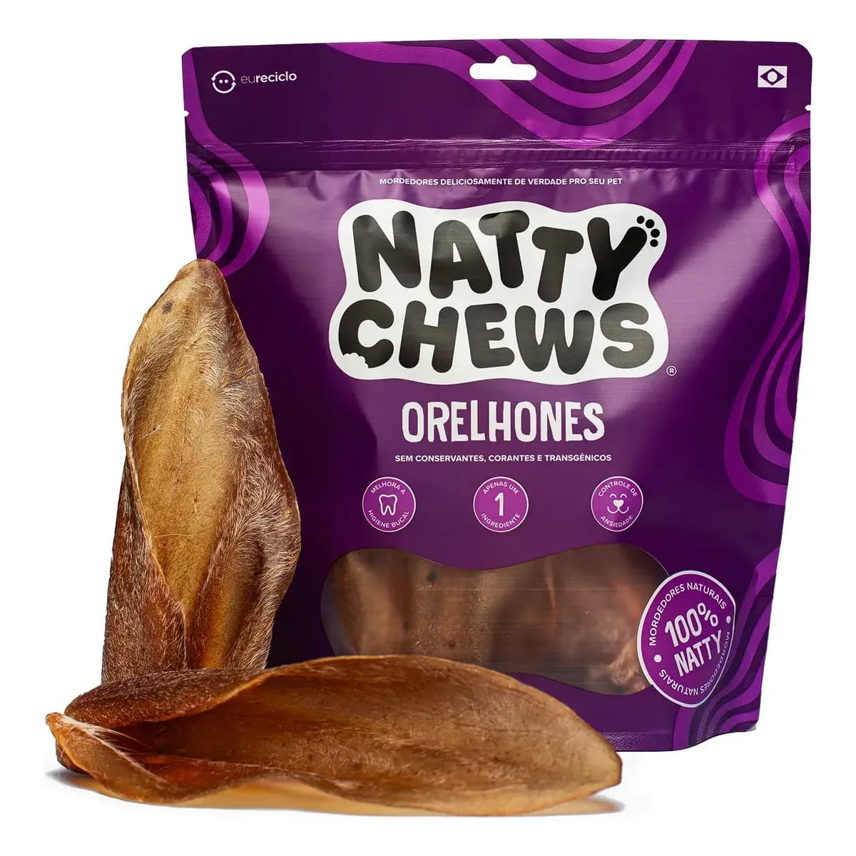 Orelha Bovina Desidratada Natural Natty Chews Orelhones Para Cães