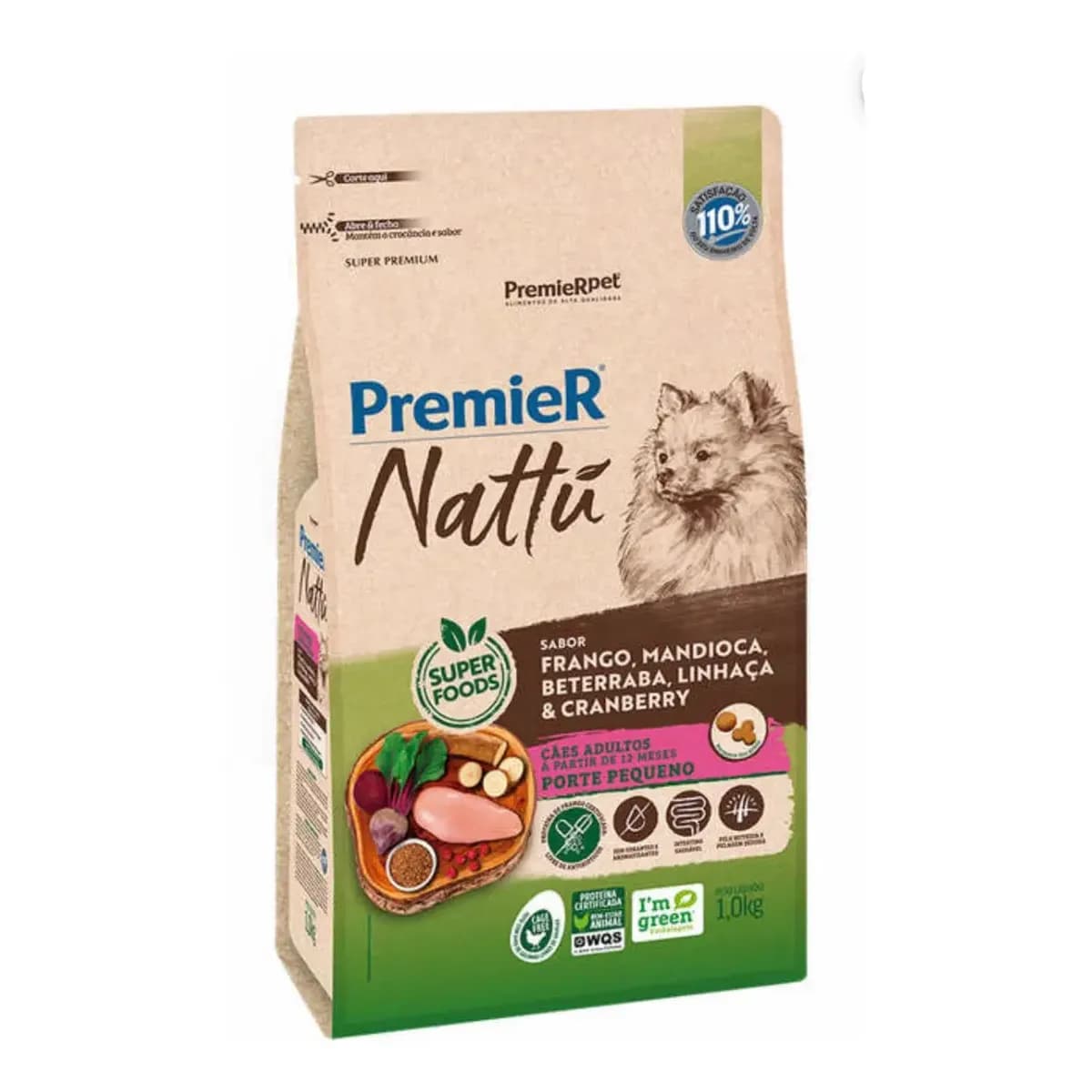 Ração Premier Nattu Cães Ad Raças Peq Frango E Mandioca 1kg