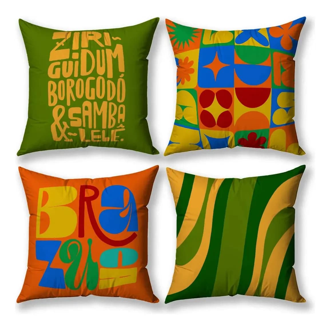 Kit 4 Capas Almofadas 45x45 Várias Estampas Modernas Oferta Brasilidades | 0617