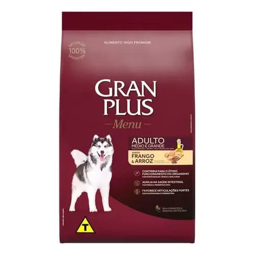 Ração Cães Menu Adulto M/g Frango E Arroz 10,1kg Gran Plus