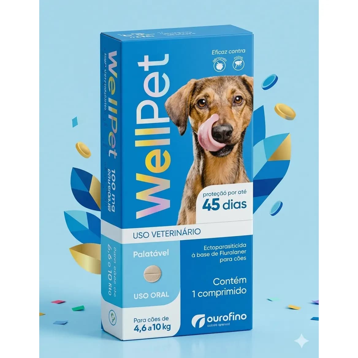 Antipulgas Carrapatos Ourofino Wellpet Cães 4.6-10kg Azul-celeste
