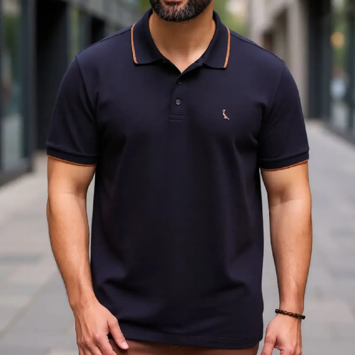 Masculino Reserva Polo Enxuto Friso Unico Preto Liso M