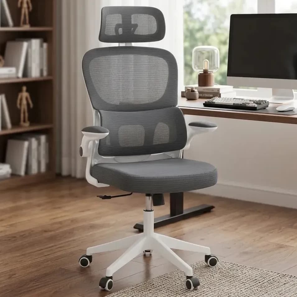 Cadeira de Escritorio Ergonomica Presidente Giratoria Apoio de Lombar Vincere Brasil Cor Cinza