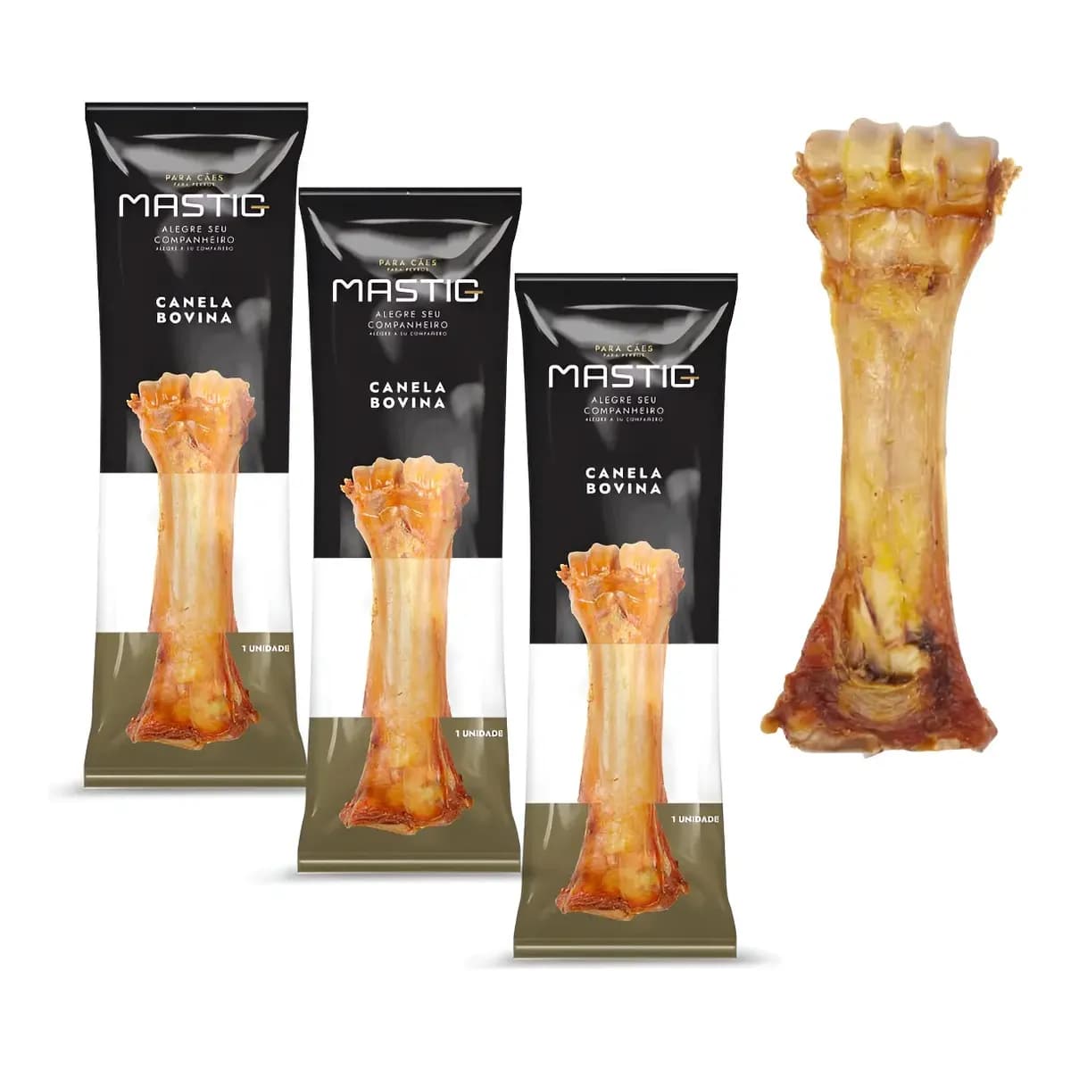 Kit 3 Canelas Bovina Mastig Petisco Natural Pet Porte Grande