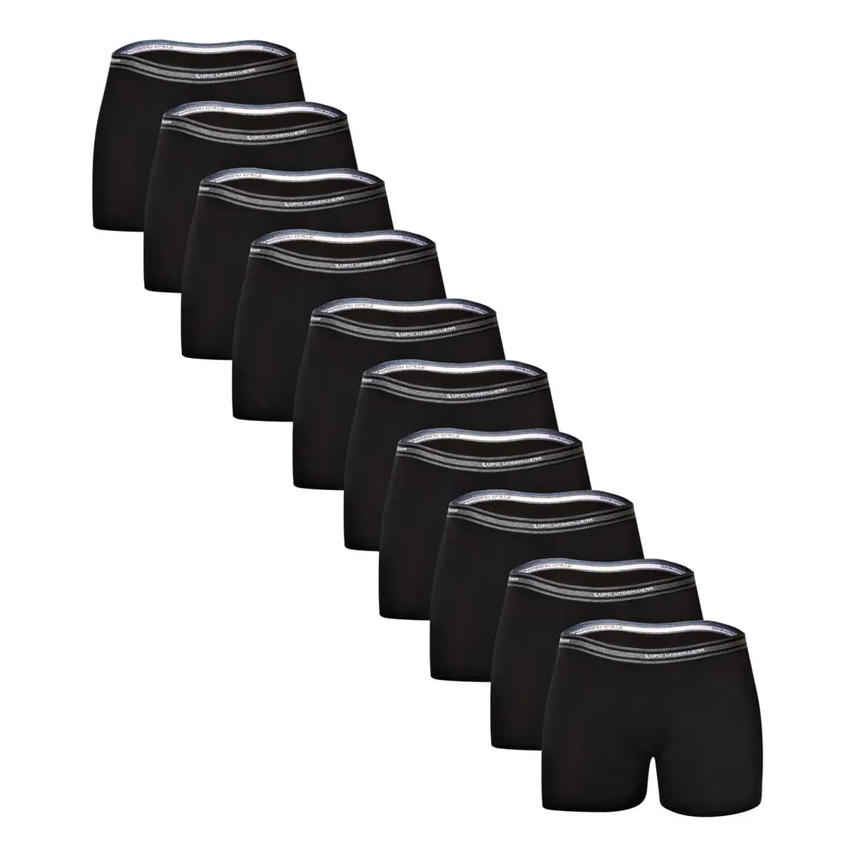 Kit 10 Cuecas Boxer Lupo Masculino Algodao Preto Liso M