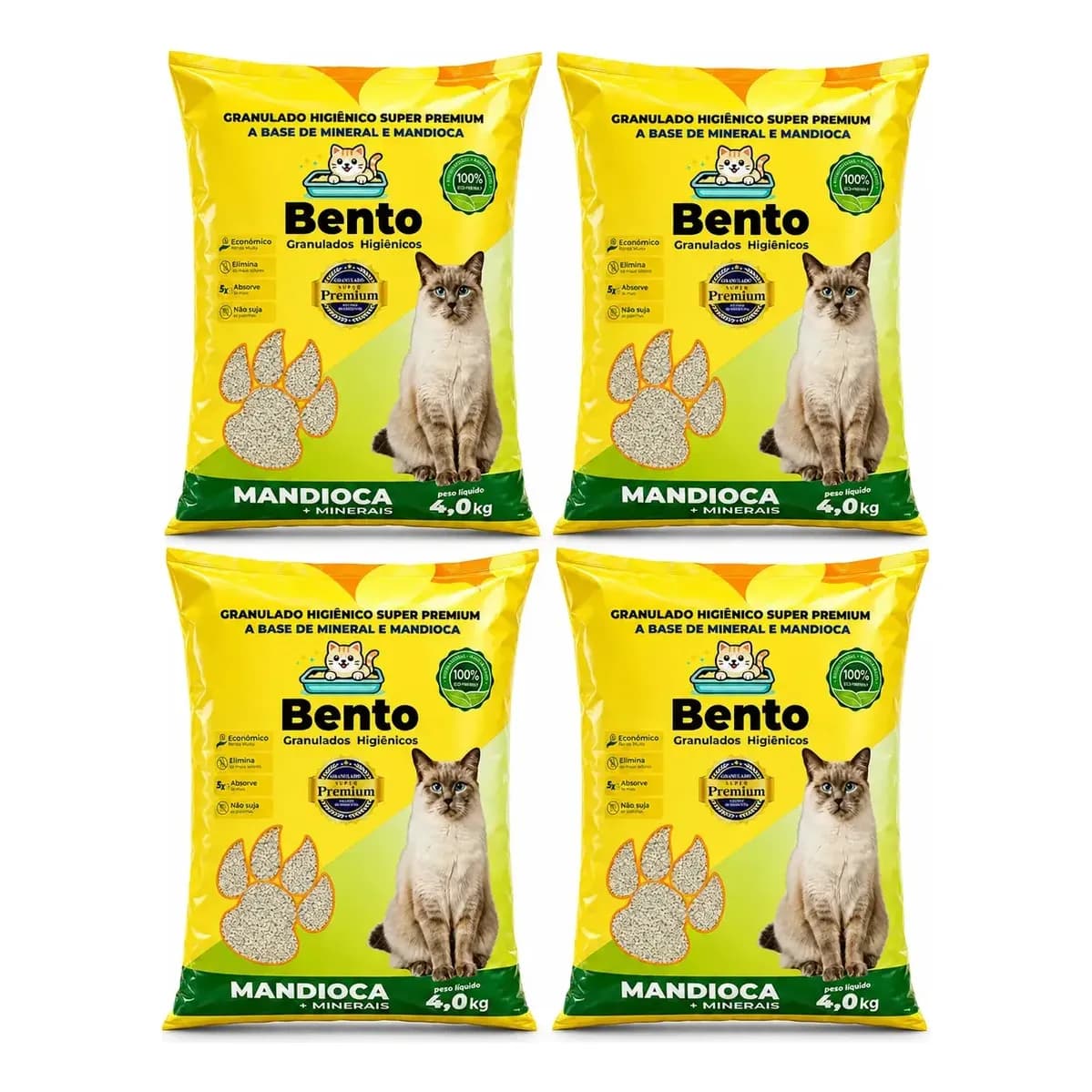 Areia Higiênica Gatos Mandioca Minerais 4kg Premium