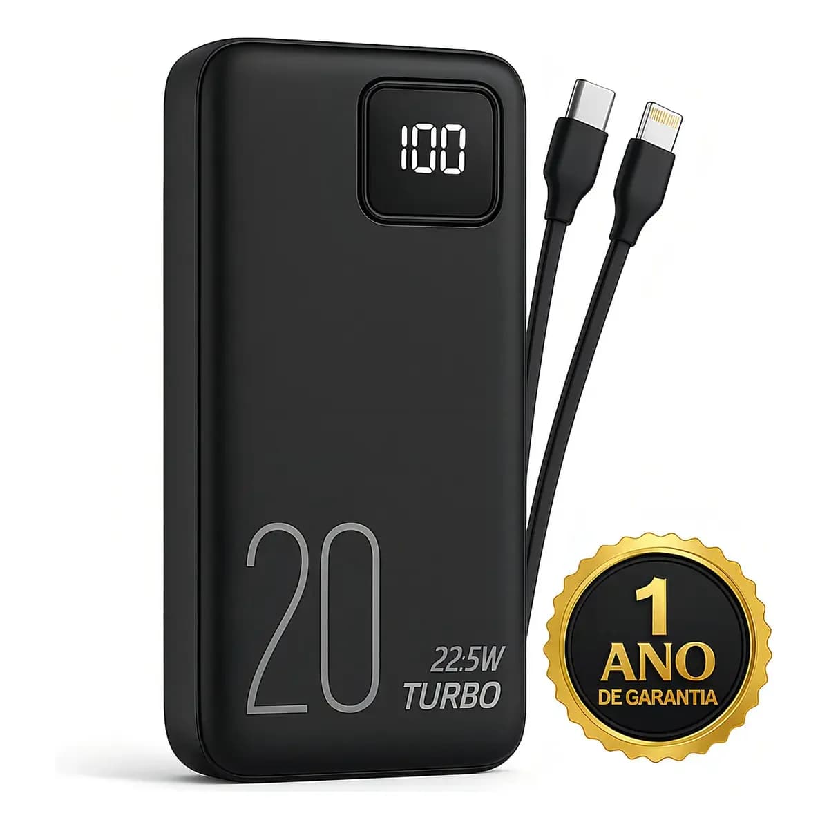 Carregador Portátil Power Bank Turbo 20000mah 22.5w universal para iphone samsung motorola xiaomi Com Display Digital DTimp