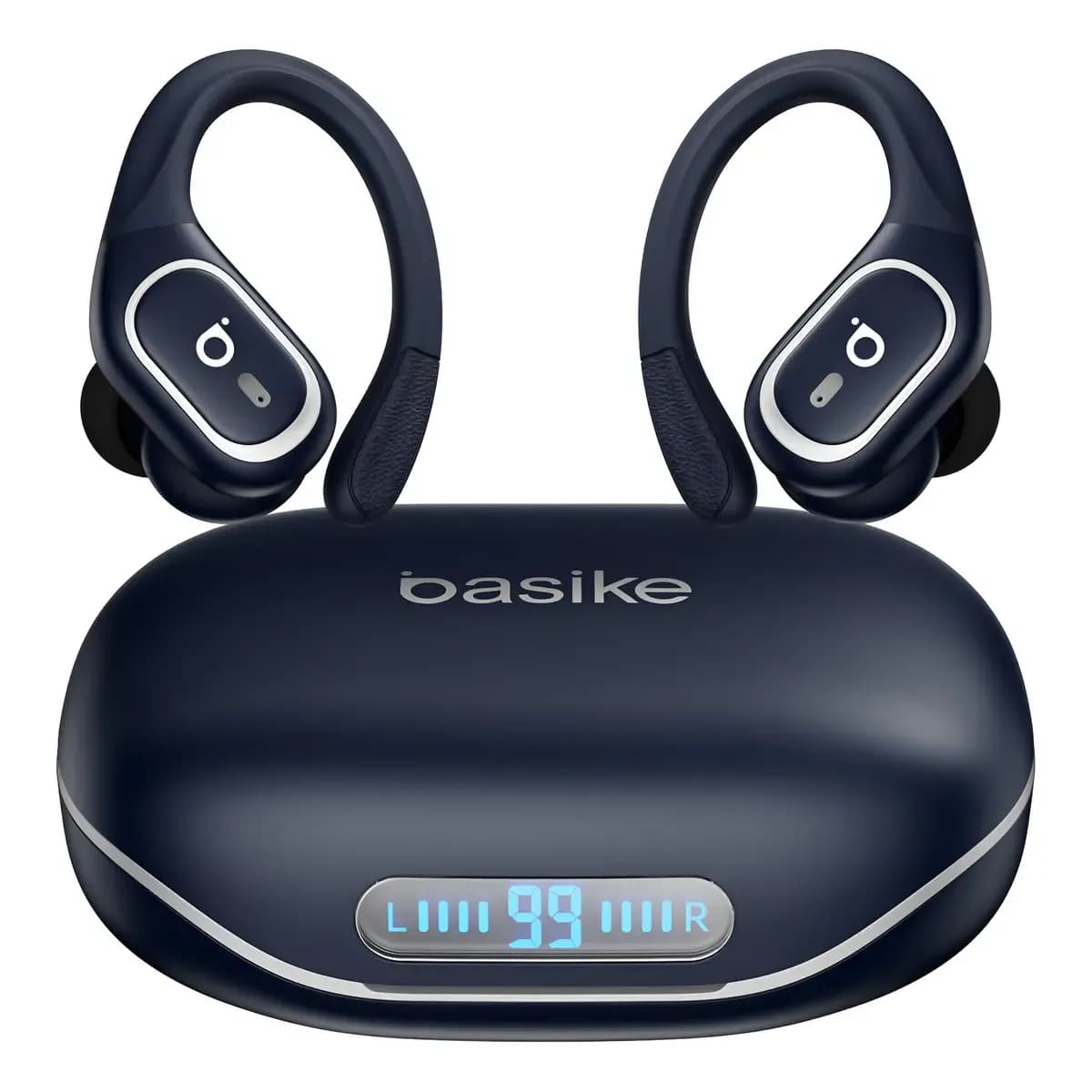 Basike Fone De Ouvido Bluetooth 6.0 Esportivo Sem Fio Gancho Intra-auricular,estéreo,Com display Led, Tws, Ipx5, Enc, Suporta Chamadas De Voz, Compatível Android E Ios, Cor Azul