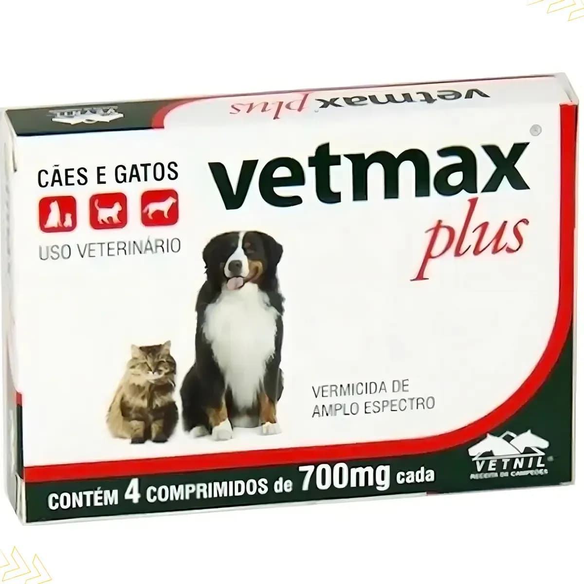 Vetmax Plus Vermifugo Parasitas Caes Gatos 4 Comprimidos Vetnil