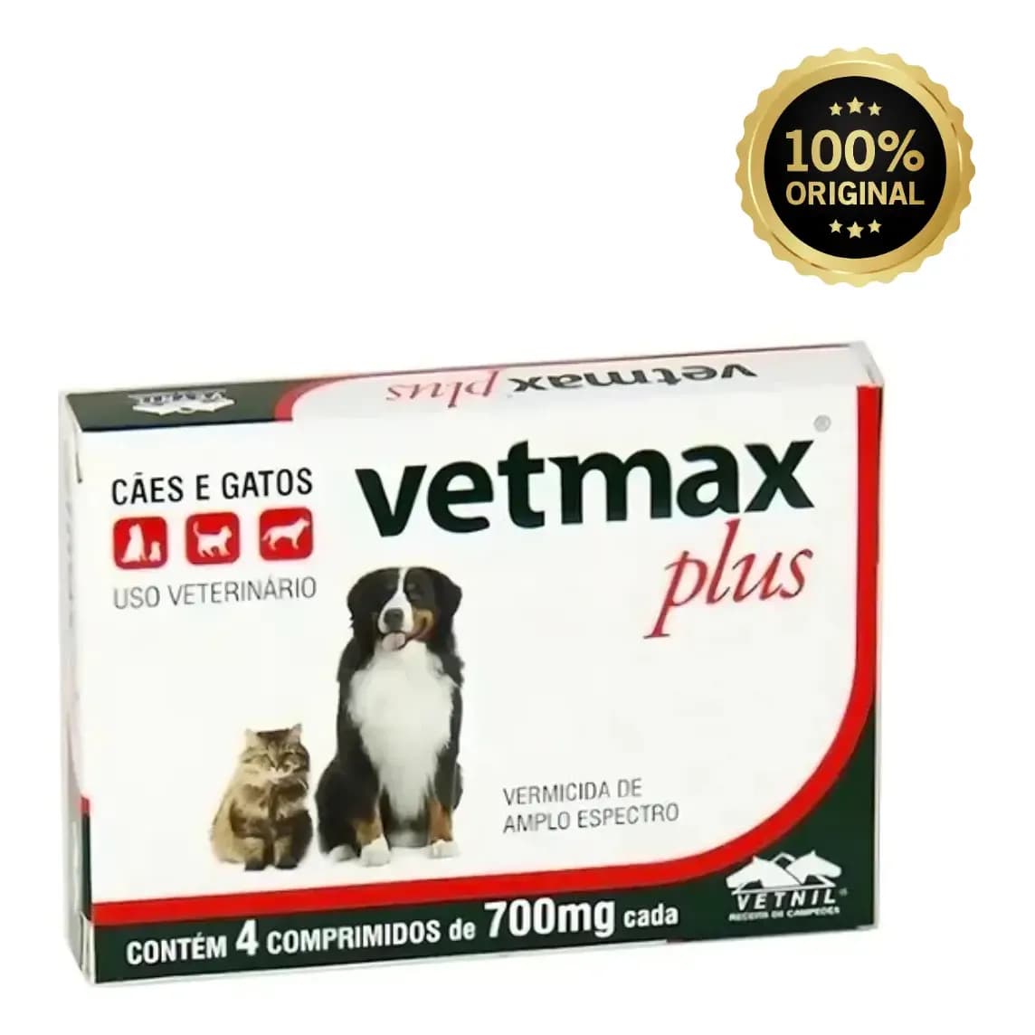 Vetmax Plus Vermifugo 4 Comprimidos 700mg - Vetnil
