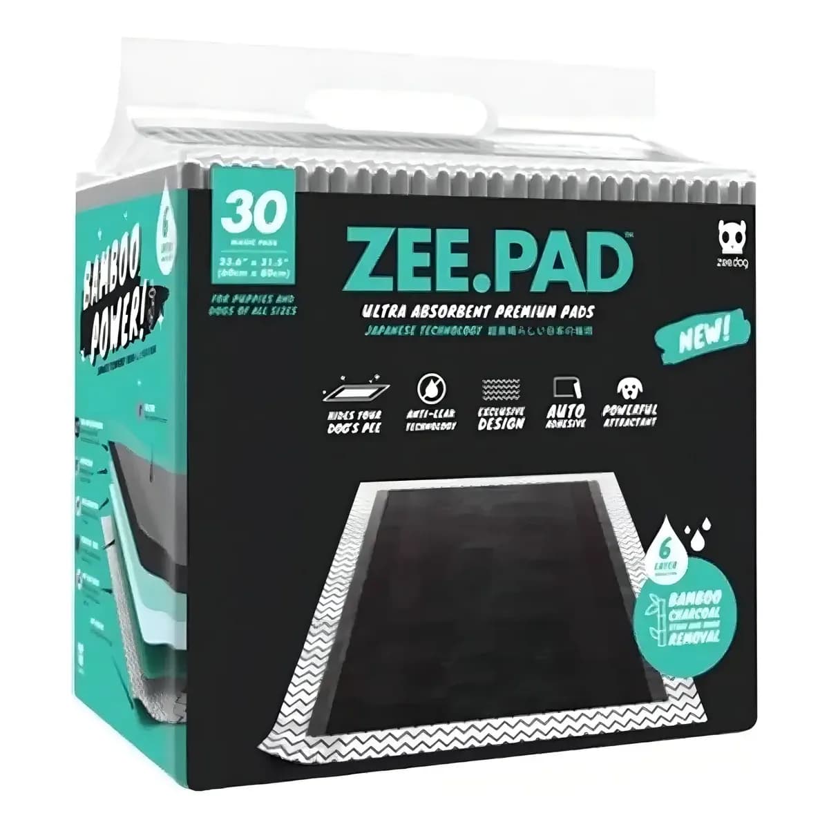 Tapete Higiênico Zee Pad 30 Unidades 80x60 - Preto Zeedog