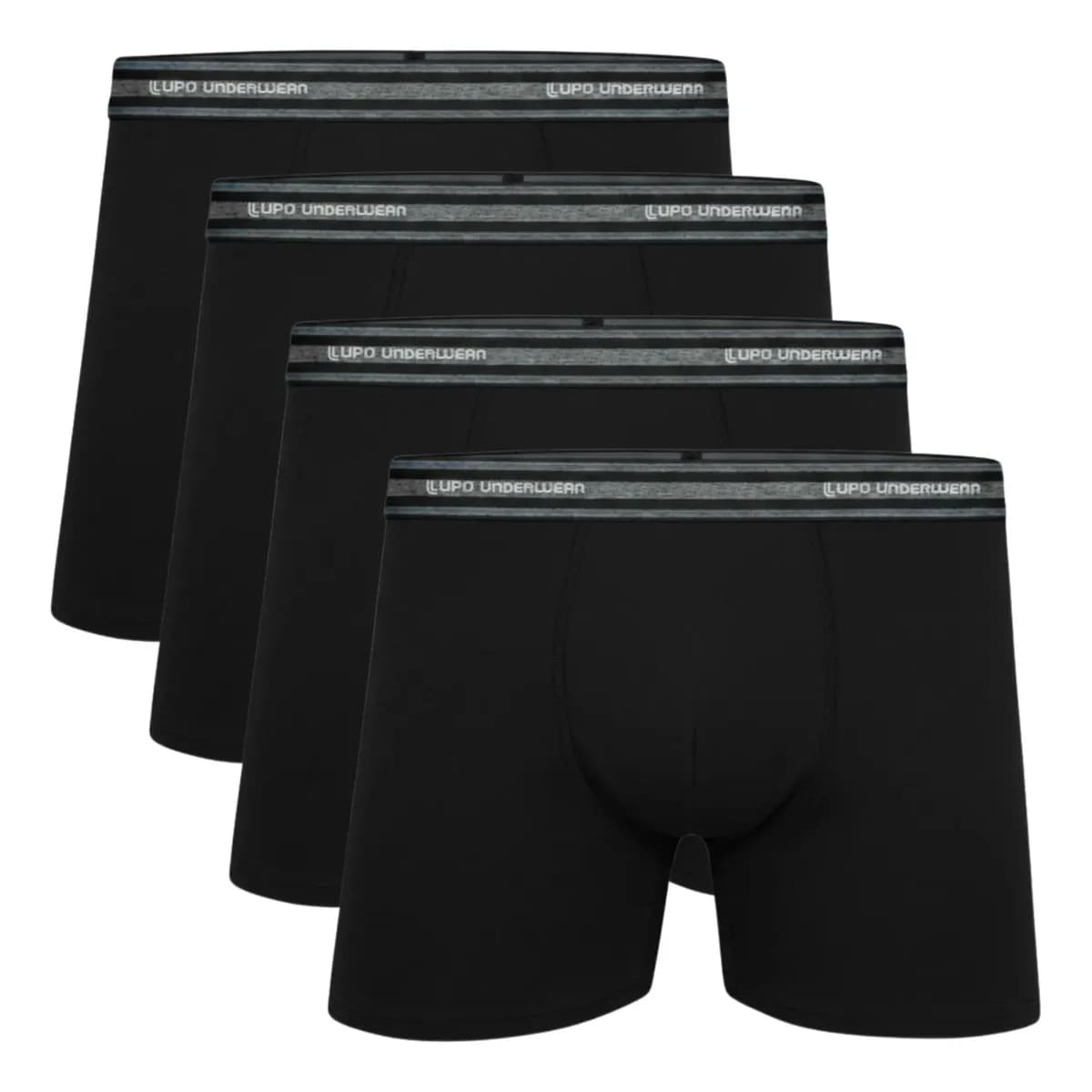 Kit 4 Cueca Lupo Boxer Masculina Algodão Cotton Box Original 4 Preto Algodão Cotton Com Elastano, Cueca Box Masculina G (46 A 48) Toque Macio, Flexibilidade E Conforto