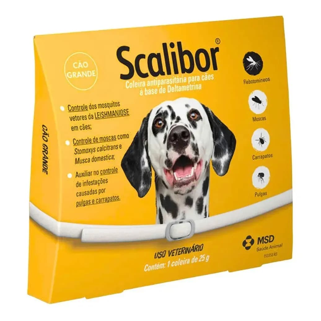 Coleira Antiparasita Scalibor 65 cm Proteção 4 Meses Pulgas e Mosquitos