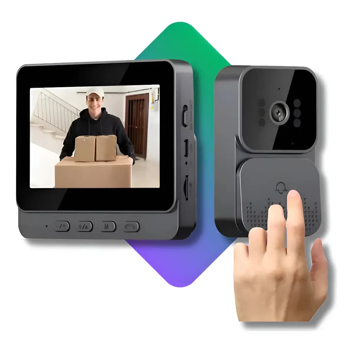 Vídeo Porteiro Sem Fio Interfone Bidirecional Wireless Hd  Cinza-escuro 127/220v