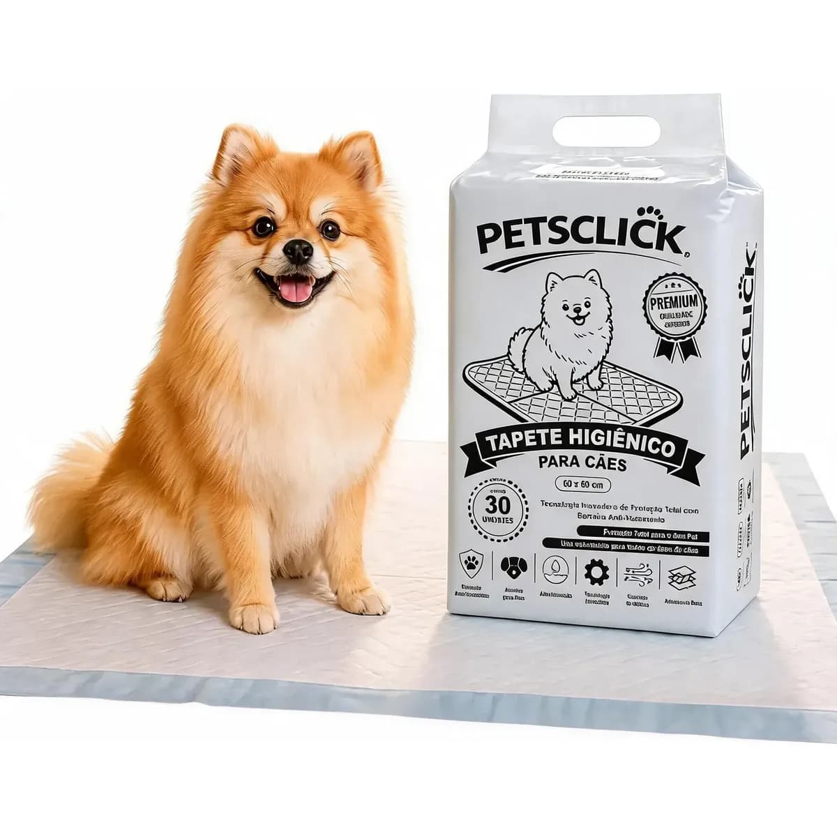 Tapete Higiênico Cachorro 60x60 30unid Descartável Petsclick Branco