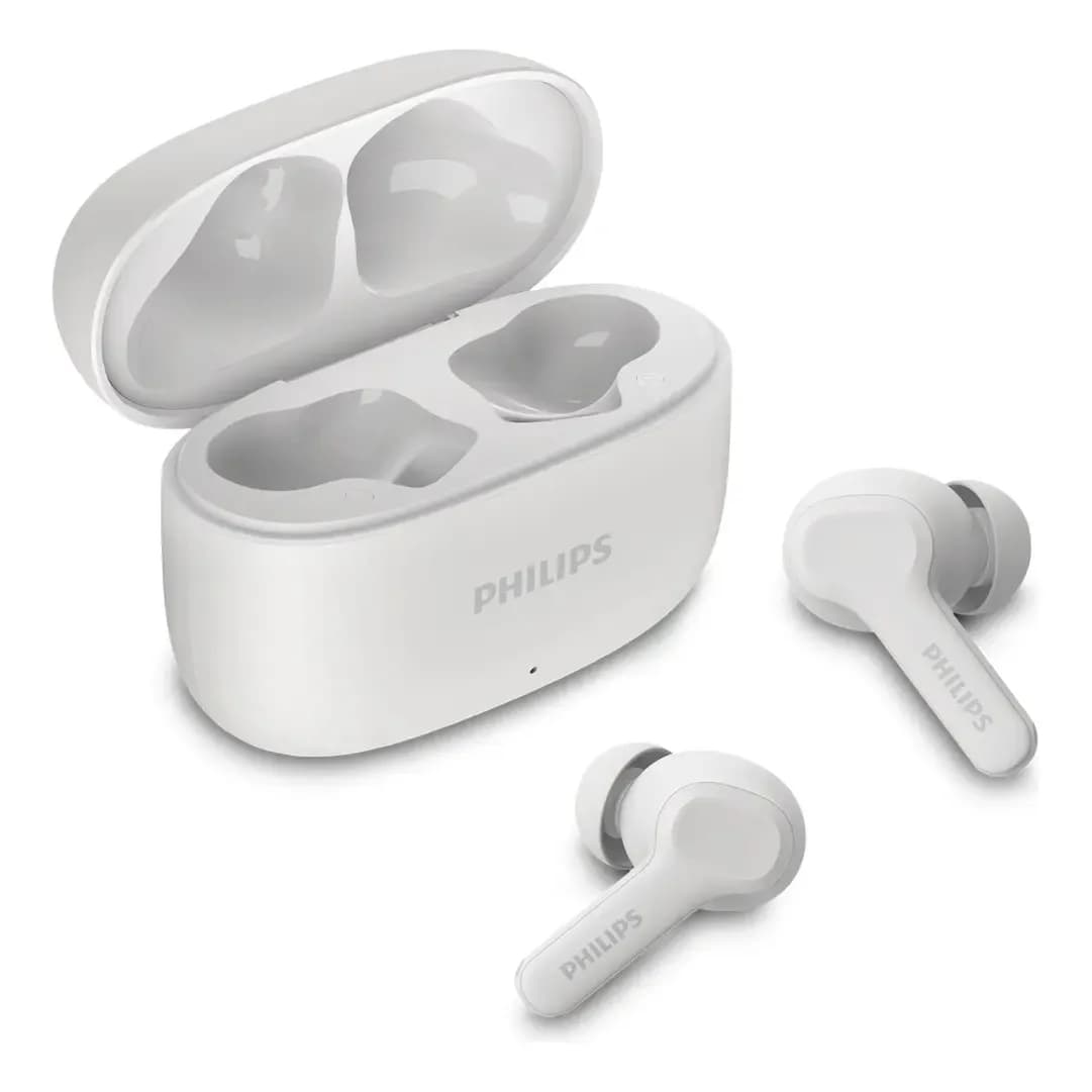 Fone de ouvido sem fio TWS Philips TAT1109WT/00 na cor branca, com bluetooth, microfone, tecnologia IPX4