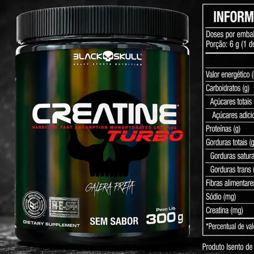 Suplemento em Pó Black Skull Creatine Turbo sem sabor 300g