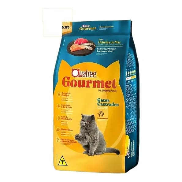 Quatree Premium Ração Gatos Castrados Delicias do Mar Gourmet 10,1kg