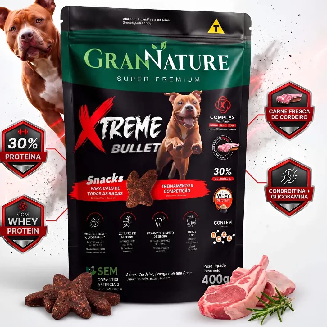 Snack Petisco Grannature Xtreme Bullet Com Whey Sticks 400g