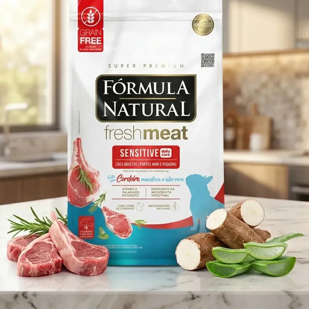 Fórmula Natural Fresh Meat Sensitive Cães Adultos Mini e Pequeno Portes Sabor Cordeiro 2,5kg
