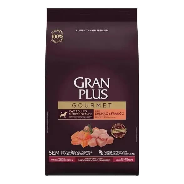 Gran Plus Gourmet Adulto Médio E Grande Salmão E Frango 10kg