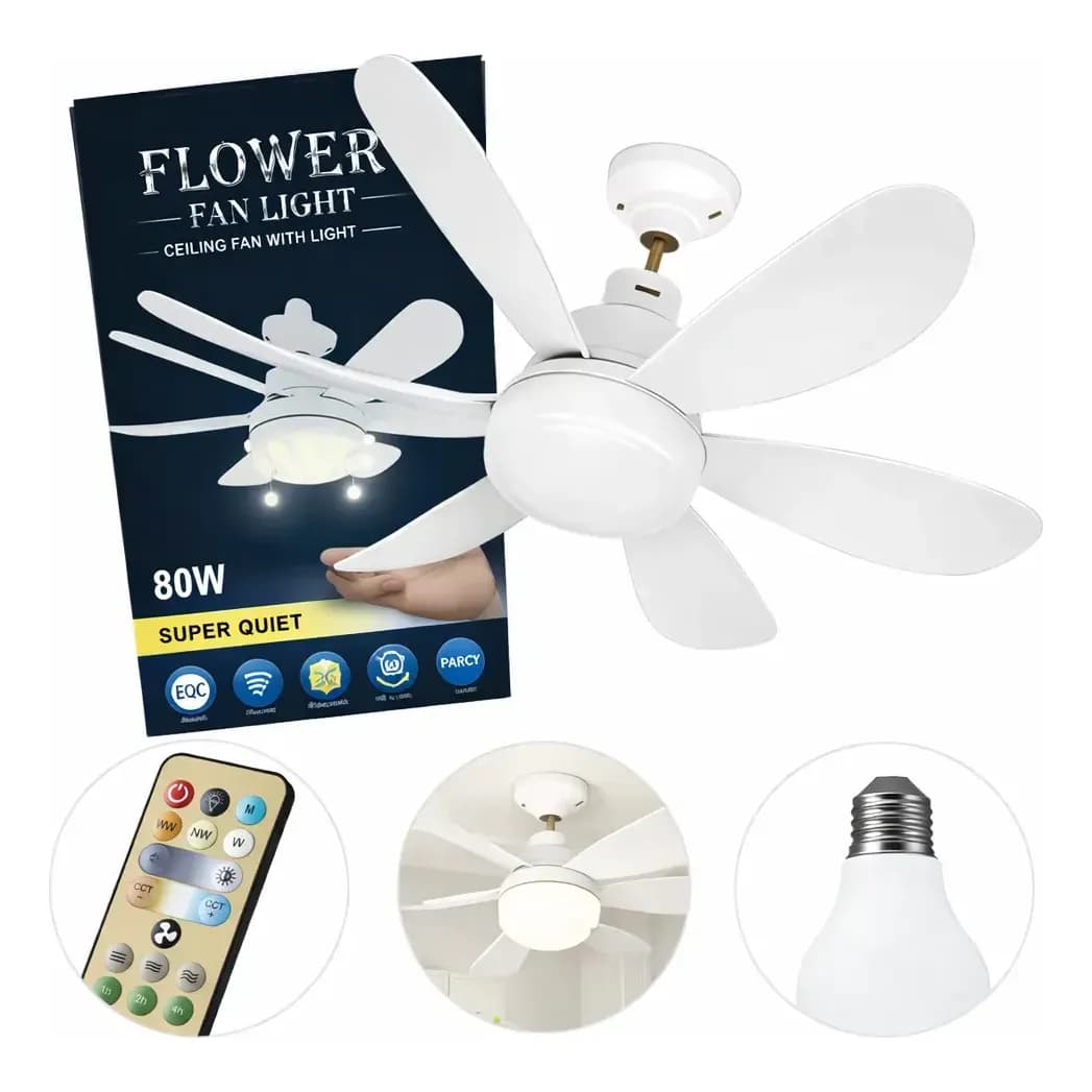Lâmpada Ventilador Teto VT02 80w Led E27 Luz Frio Quente Bivolt
