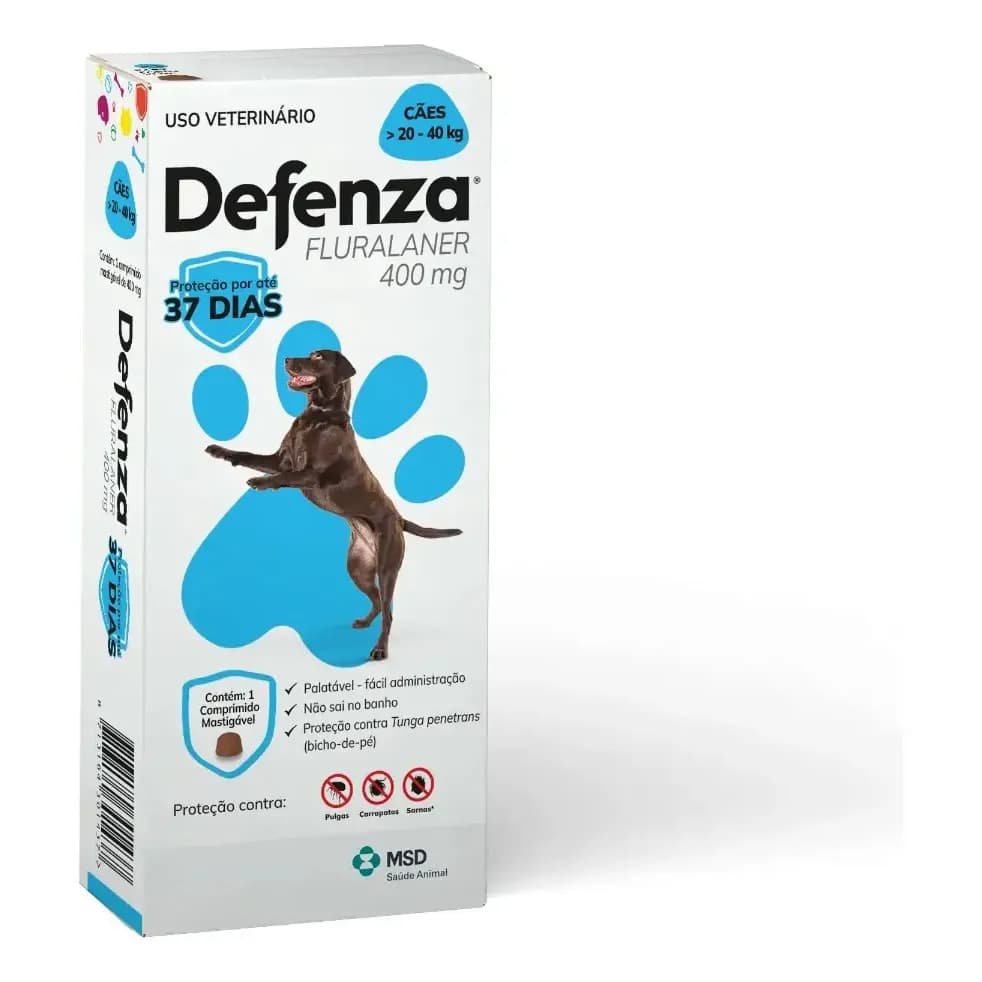 Defenza Antipulgas E Carrapatos Msd Cães 20 A 40 Kg Cor Azul