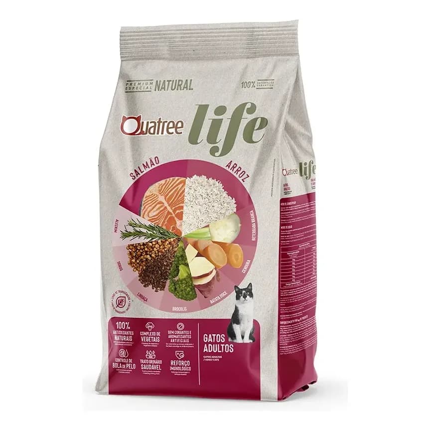 Ração Quatree Life Gatos Ad Salmão 10,1kg (sem Transgênicos)