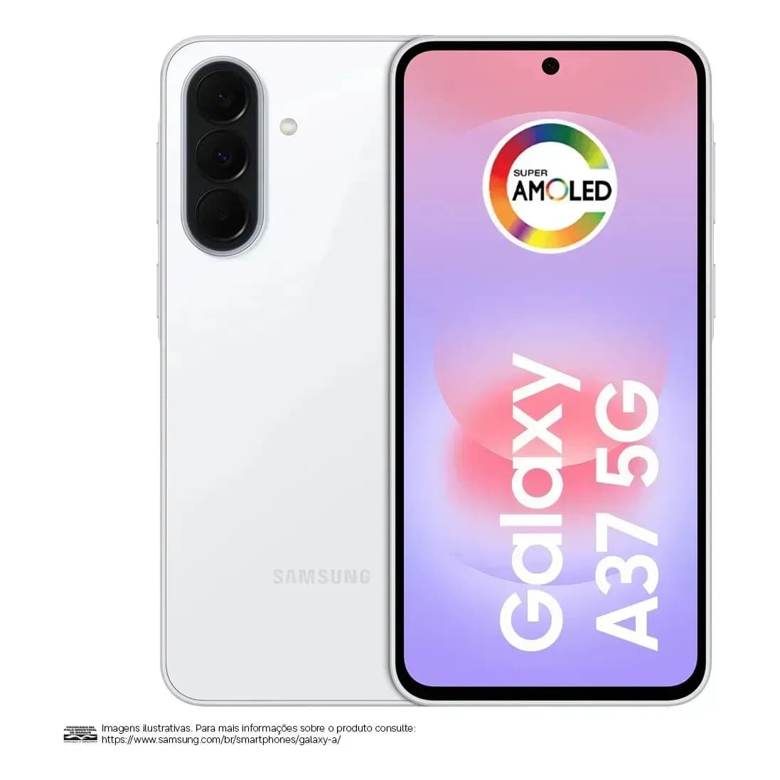 Celular Samsung Galaxy A37 5g 256gb, 8gb Ram, Câmera 50mp Branco