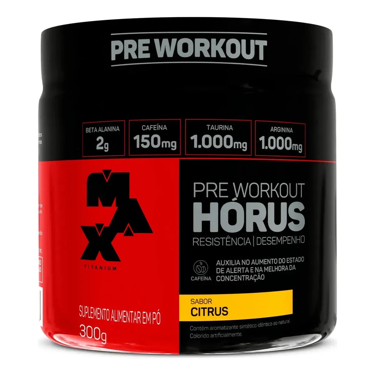 Pré Treino 300g Hórus Max Titanium Citrus Energia e Foco