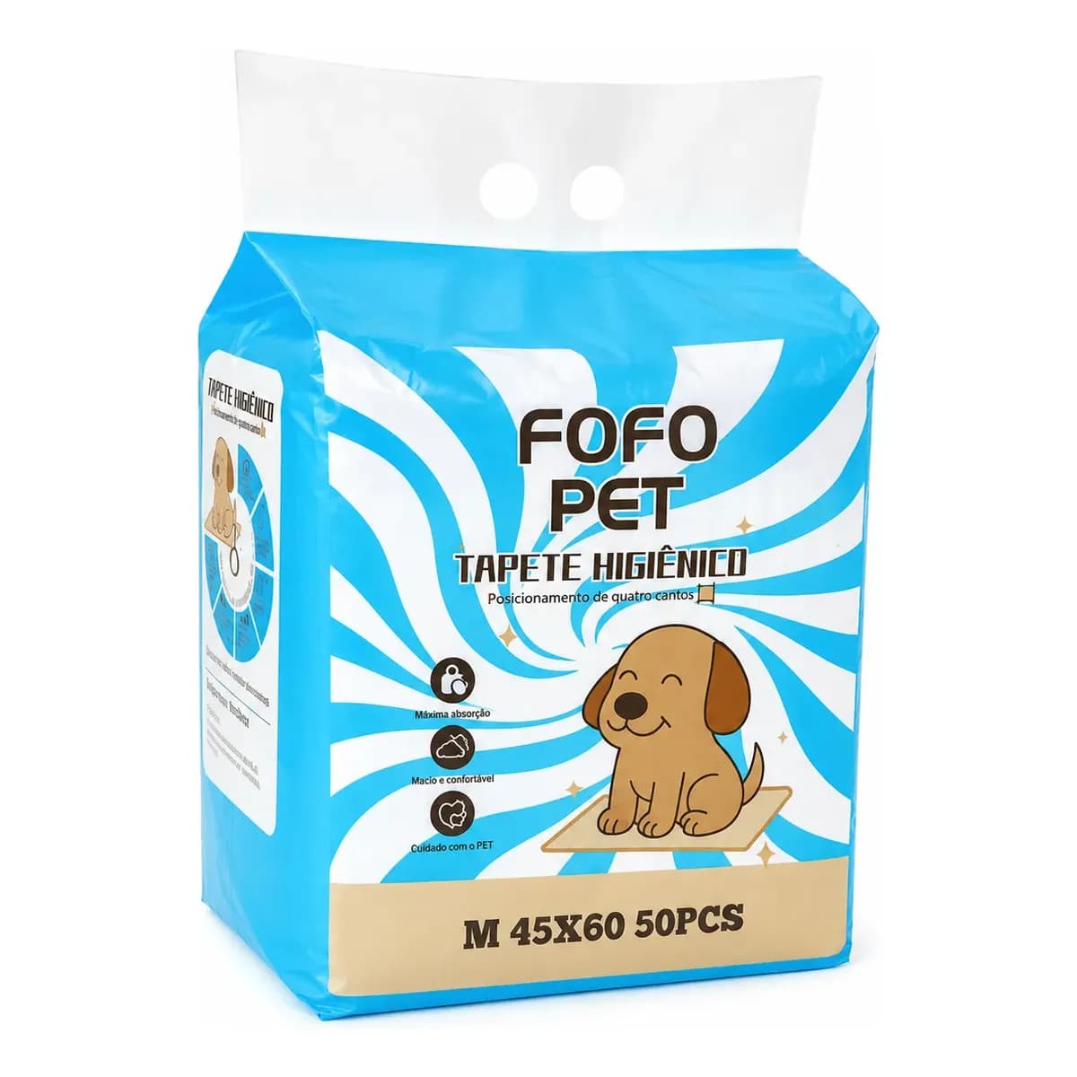 50 Tapete Grande Absorvente Fralda Pet Descartável 60x45 Cão Branco