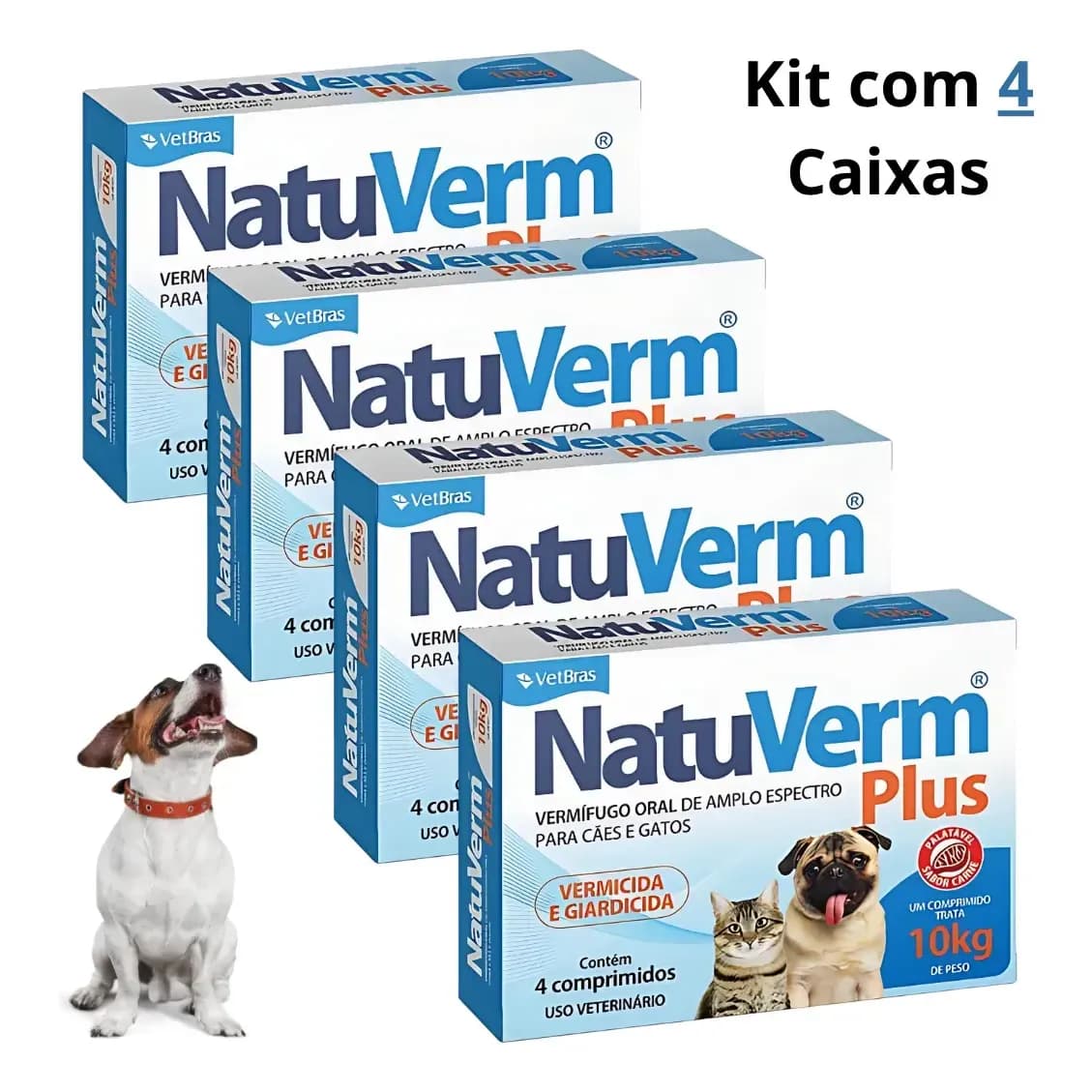 Vermífugo Natuverm Plus Giardia Cães Gatos 16 Comprimidos